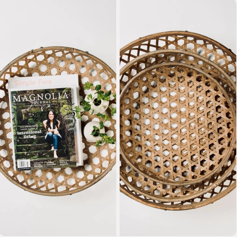 Magnolia Brown Woven Tobacco Basket Set of 3
